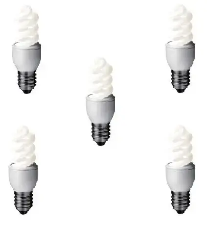 Set 5 becuri economice Panasonic EFD8E65HD-5, putere lampa 8W, echivalent pentru incandescenta 45W