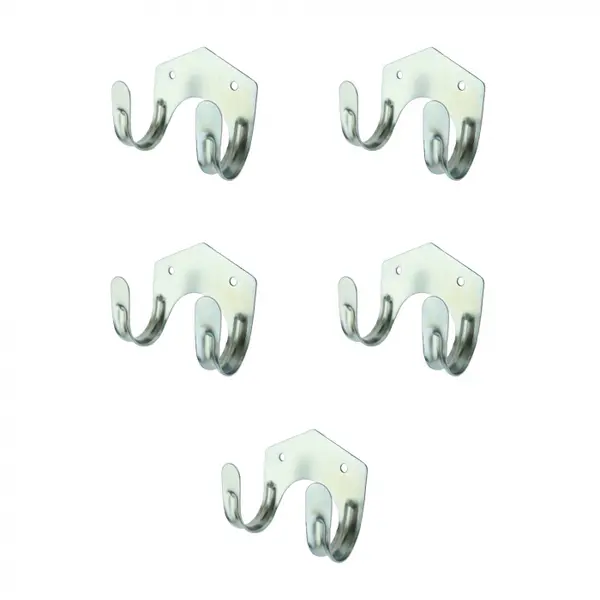 Set 5 carlige duble cu fixare pe perete, 17x12x5 cm