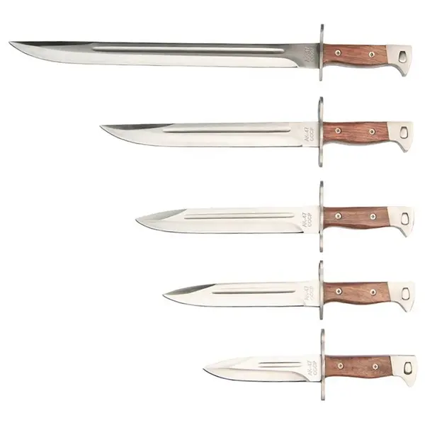Set 5 cutite de vanatoare DEPOX , Ak Mission, otel inoxidabil, maro, teaca inclusa