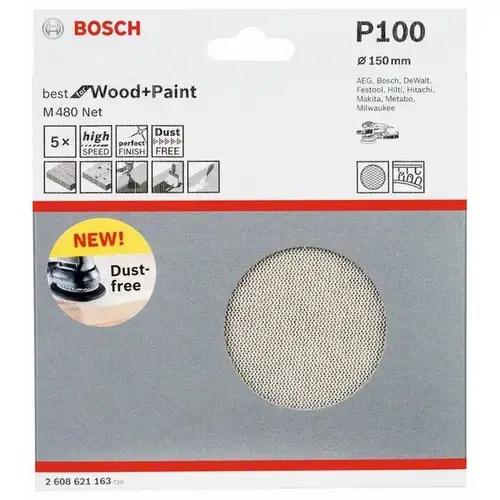 Set 5 discuri panza abraziva, Bosch, 150 mm, Gri