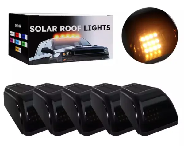 Set 5 Lampi Auto LED pentru plafon auto incarcare SOLARA Culoare Galbena exterior