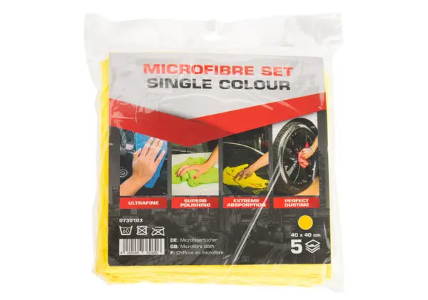 Set 5 lavete galbene SERWO, microfibra, 310gsm, 40x40cm