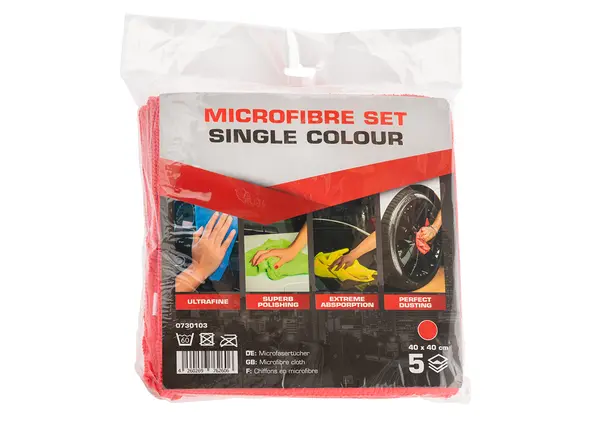 Set 5 lavete rosii SERWO, microfibra, 310gsm, 40x40cm