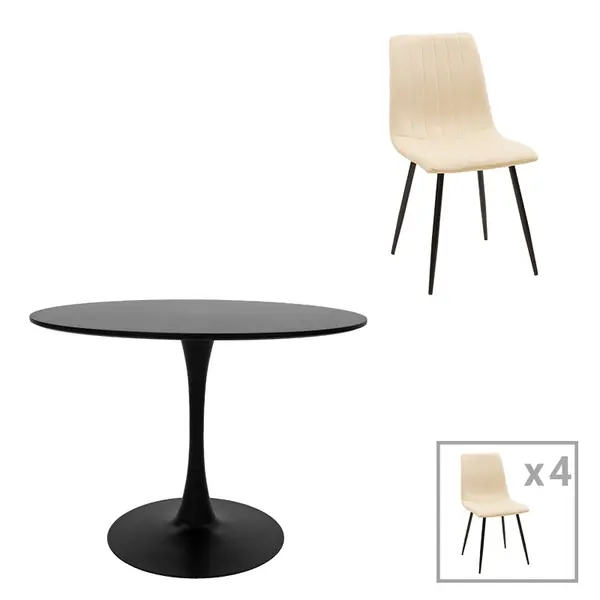 Set 5 masa si scaune Balou-Noor Bej 120x120x86 cm