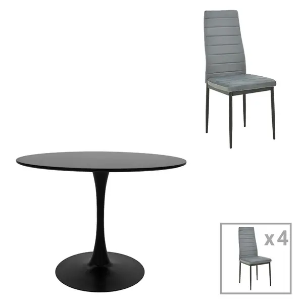 Set 5 masa si scaune Balou-Parker Gri 120x120x95 cm