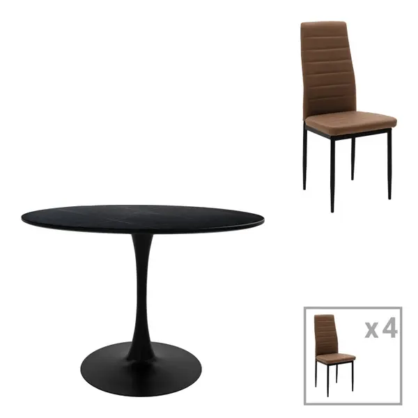 Set 5 masa si scaune Balou-Parker Maro 120x120x98 cm