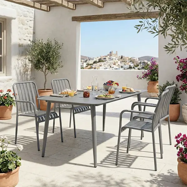 Set 5 masa si scaune gradina, Heven Vista, Antracit, 80x150x72 cm