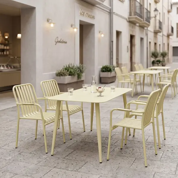 Set 5 masa si scaune gradina, Heven Vista, Champagne, 70x120x72 cm