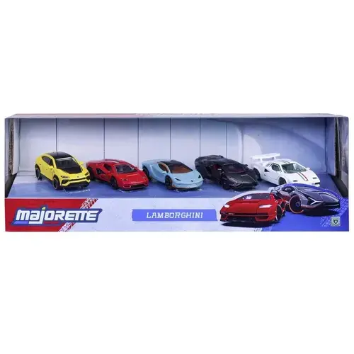 Set 5 masini metalice Majorette Lamborghini, scara 1:64
