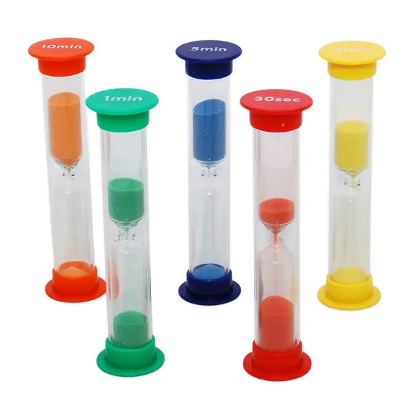 Set 5 mini clepsidre cu cronometrare diferita, TickiT multicolor