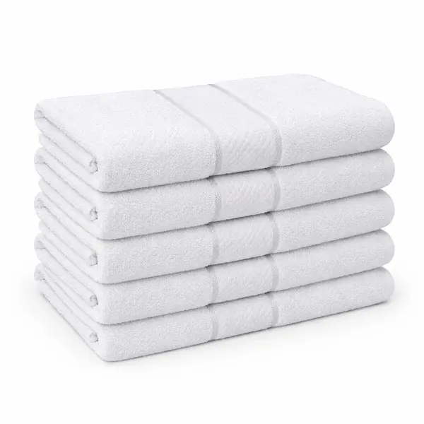 Set 5 prosoape mari 70x130cm, din 100% bumbac pakistanez, 400g, Line, Alb