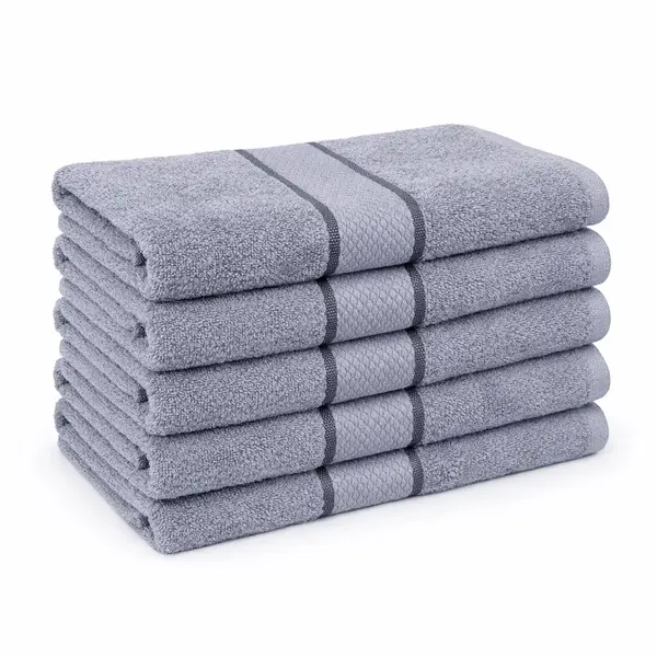 Set 5 prosoape mari 70x130cm, din 100% bumbac pakistanez, 400g, Line, Gri