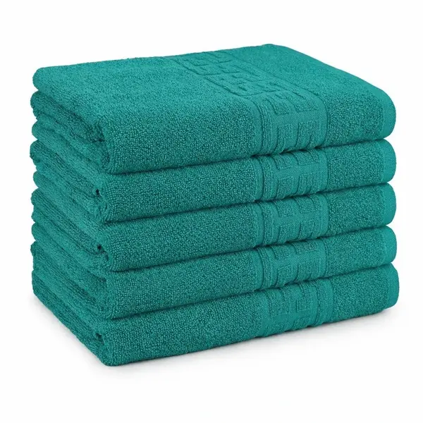 Set 5 prosoape mari 70x130cm, din 100% bumbac pakistanez, 500g, Turquoise