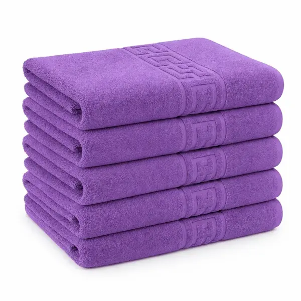 Set 5 prosoape mari 70x130cm, din 100% bumbac pakistanez, 500g, Mov