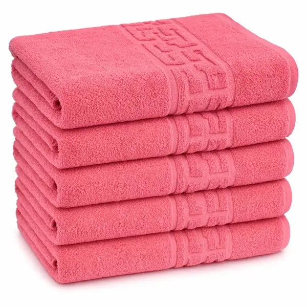 Set 5 prosoape mari 70x130cm, din 100% bumbac pakistanez, 500g, Corai