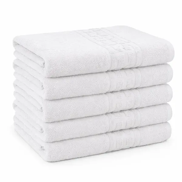 Set 5 prosoape mari 70x140cm, din 100% bumbac pakistanez, 500g, Alb