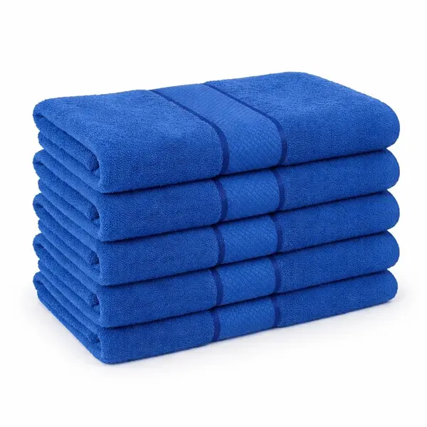 Set 5 prosoape medii 50x90cm, din 100% bumbac pakistanez, 400g, Line, Albastru