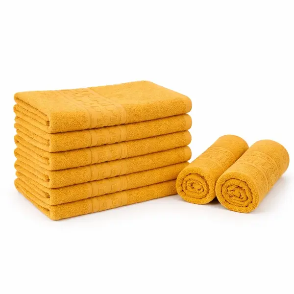 Set 5 prosoape medii 50x90cm, din 100% bumbac pakistanez, 500g, Mustar