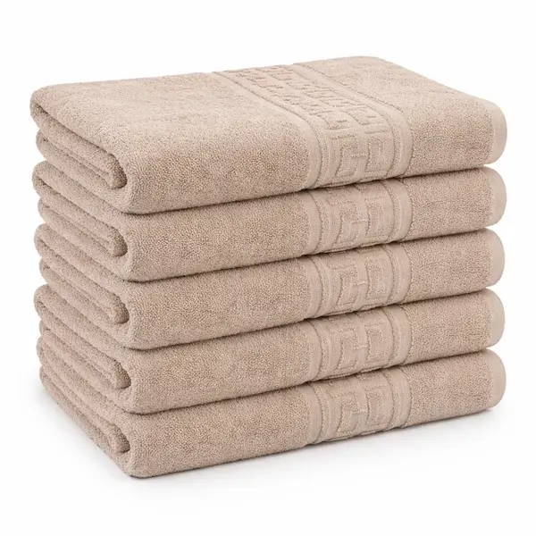 Set 5 prosoape medii 50x90cm, din 100% bumbac pakistanez, 500g, Bej