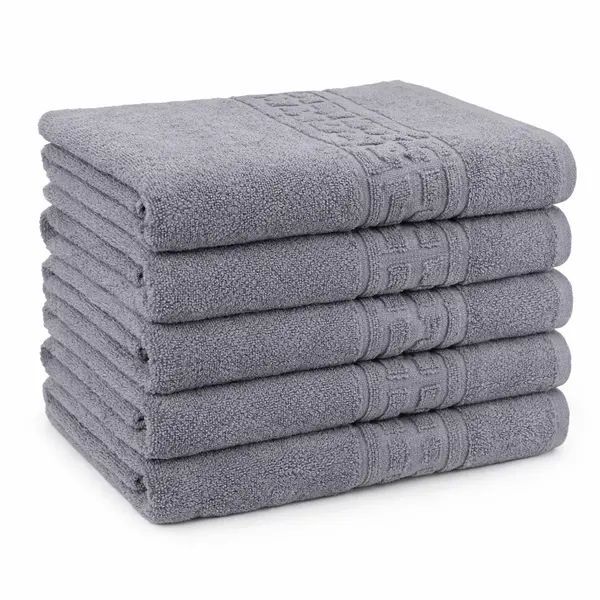 Set 5 prosoape medii 50x90cm, din 100% bumbac pakistanez, 500g, Gri