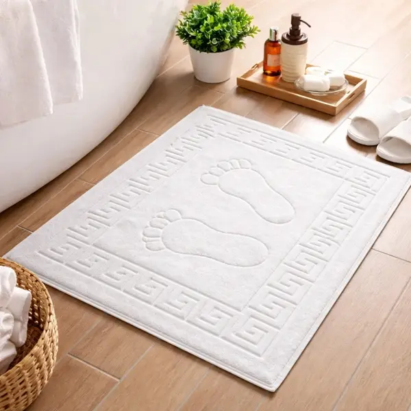 Set 5 prosoape tip Covor 50x 70cm, din 100% bumbac pakistanez, 850g, Piciorus, Alb