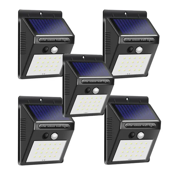 Set 5 x Lampa solara de perete cu senzor miscare 30 LED