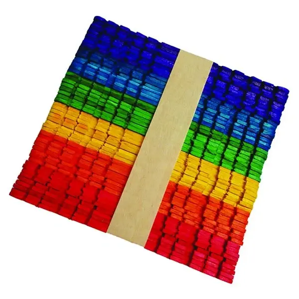 Set 50 betisoare colorate cu dinti din lemn pentru activitati crafts,11.2x1cm