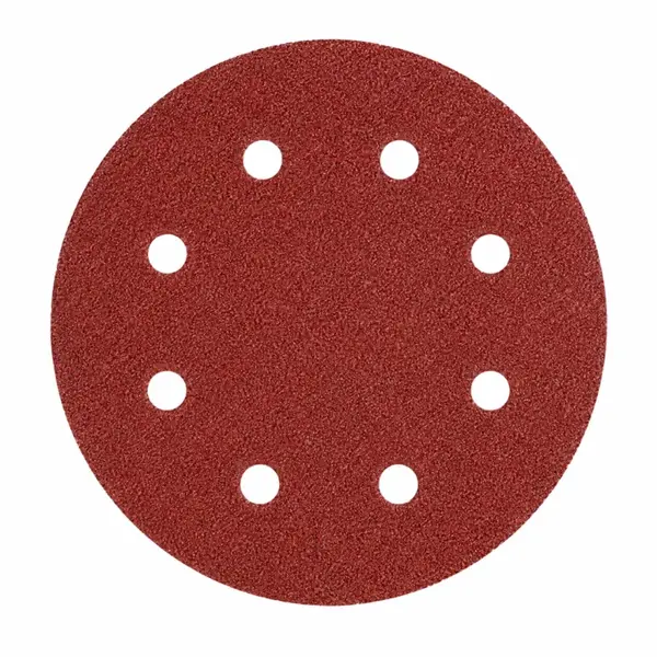 SET 50 BUC - Disc abraziv Velcro 125 mm, 8 găuri, granulație G100, pentru șlefuire lemn și metal