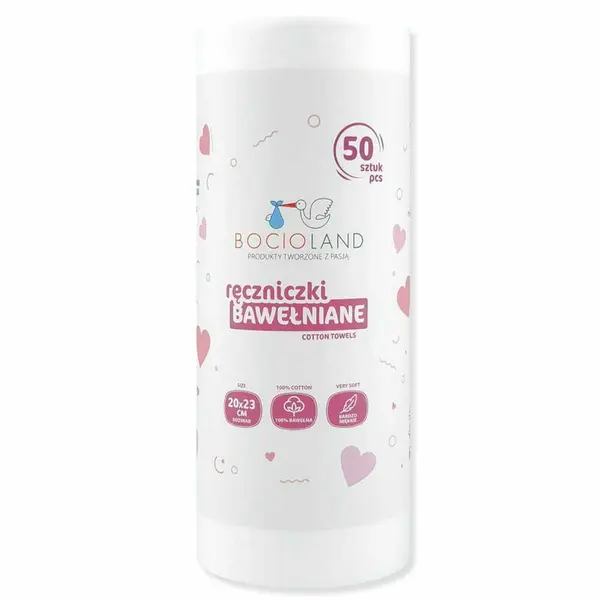 Set 50 bucati prosopele, Bocioland, Pe rola, Din bumbac, Hipoalergenice, Biodegradabile, 23x20 cm, White