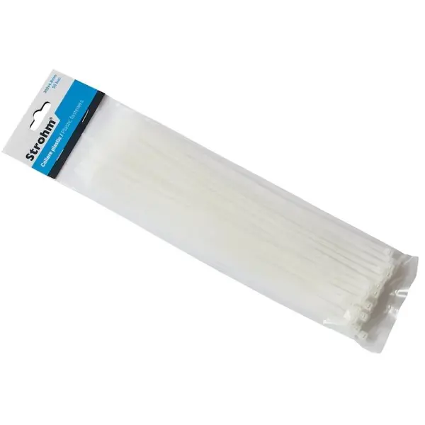 Set 50 coliere (soricei), plastic, 300x4.8mm Strohm SM-CV-300-4-8, alb