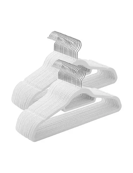 Set 50 de umerase din catifea, Songmics, 43.5 cm, CRF020W02, Alb