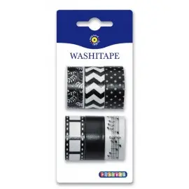 Set 6 benzi hartie Washi alb-negru