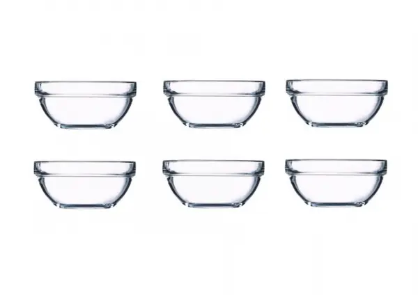 Set 6 boluri pentru servire, Sticla, Transparent,17 cm