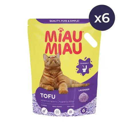 Set 6 buc X Asternut igienic pentru pisici Miau Miau Tofu Lavanda 6L
