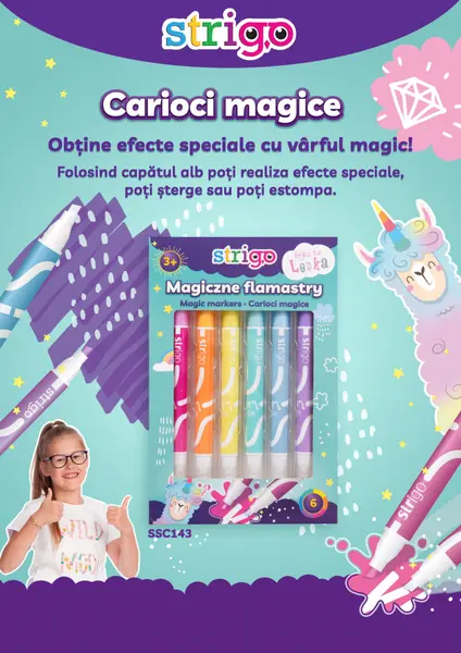 Set 6 carioci Strigo Magic Markers Lenka, culori schimbatoare