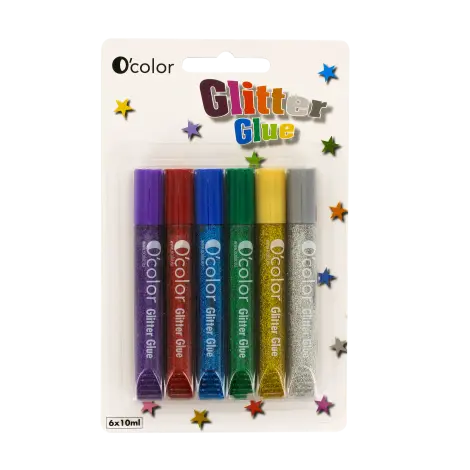 Set 6 flacoane lipici glitter colorat