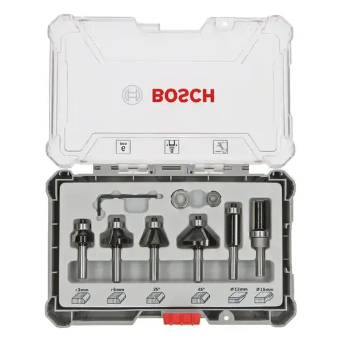 Set 6 freze de profilat canturi Bosch Professional, frezare coplanara si refecare, tija 8mm