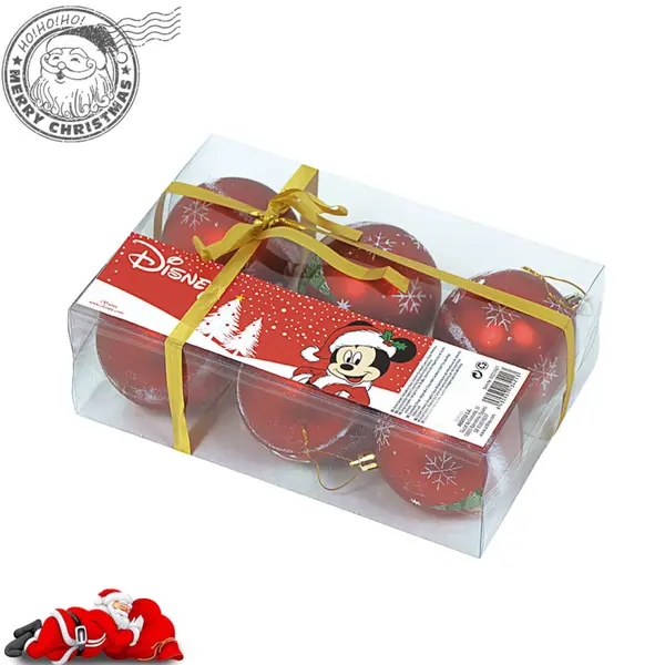 Set 6 globuri brad Craciun Mickey Mouse 8 cm