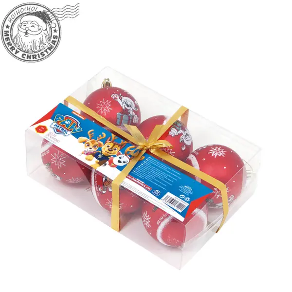 Set 6 globuri brad Craciun Paw Patrol 8 cm