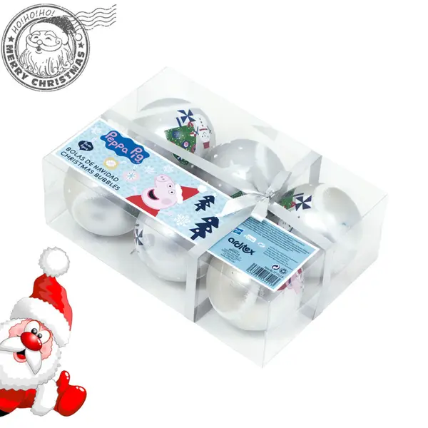 Set 6 globuri brad Craciun Peppa Pig 8 cm