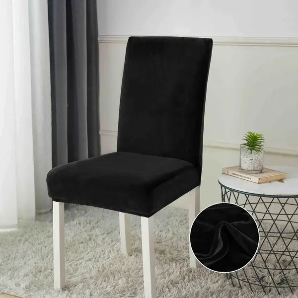 Set 6 huse universale pentru scaun, CATIFEA, Jojo Home, Negru