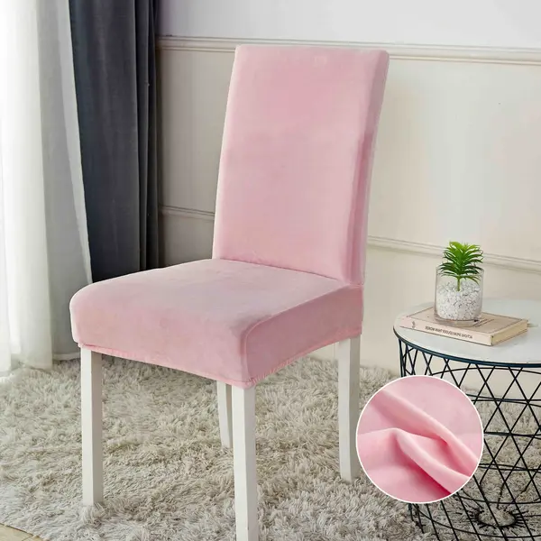 Set 6 huse universale pentru scaun, CATIFEA, Jojo Home, Roz deschis
