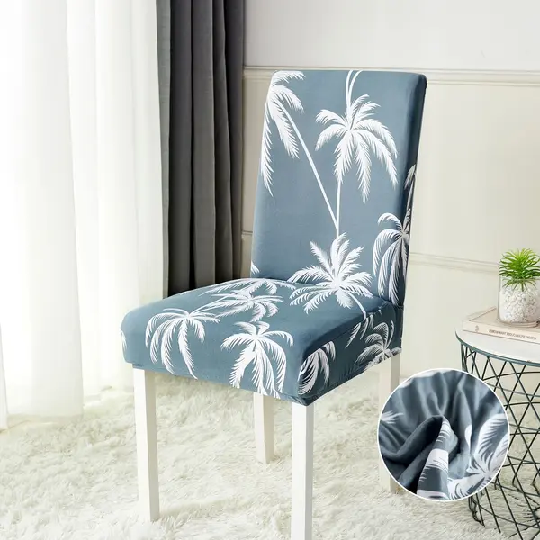 Set 6 huse universale pentru scaun, ELASTICE, Jojo Home, Albastru, palmieri