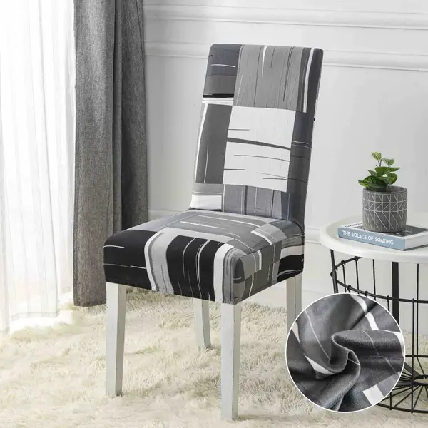Set 6 huse universale pentru scaun, ELASTICE, Jojo Home, Gri, model clasic