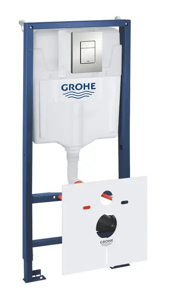 Set 6 in 1 Grohe Rapid SL 39449000, placa actionare, cadru, suport perete, antifonare, Grohe Fresh, ajustabil, Otel