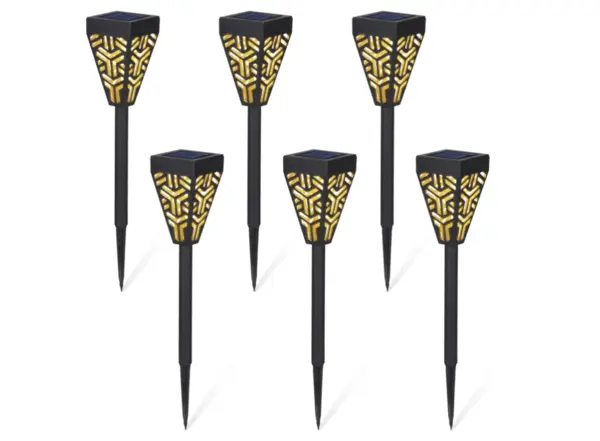 Set 6 lampi solare decorative pentru gradina alb cald model triunghi