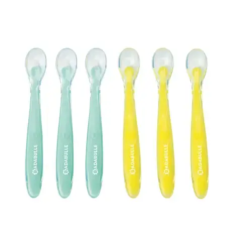 Set 6 lingurite colorate flexibile Badabulle B005418, Silicon fara BPA (Multicolor)