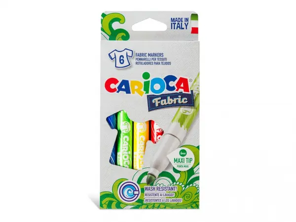 Set 6 markere pentru textile, Carioca Fabric