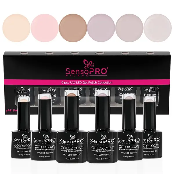Set 6 Oje Semipermanente 10ml SensoPRO Milano, Nude Seduction