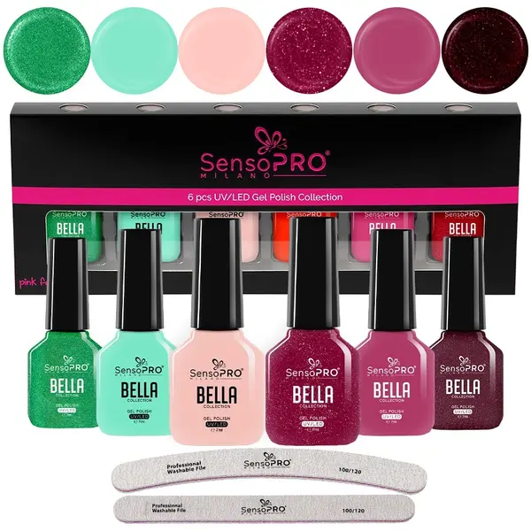 Set 6 Oje Semipermanente BELLA SensoPRO Milano, Glossy Fantasy